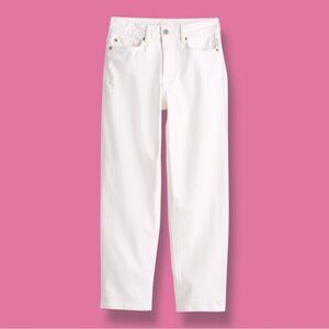 H&M SIZE 14 WHITE HIGH RISE SLIM STRAIGHT ANKLE JEANS COTTON/ELASTANE